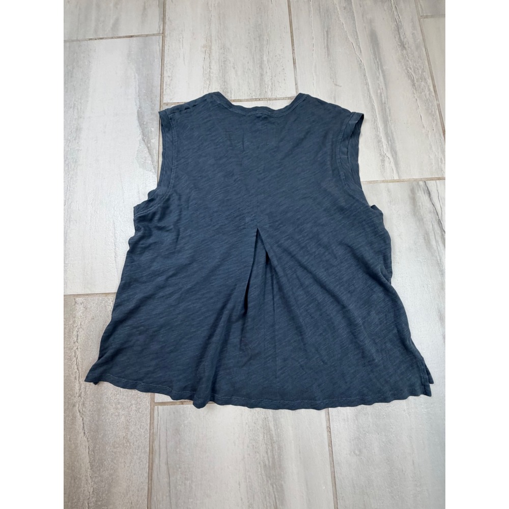 Dear John Womens Gray Blue Slub Knit Sleeveless Pleat Back TankTop Large DKN2148 - Picture 5 of 6